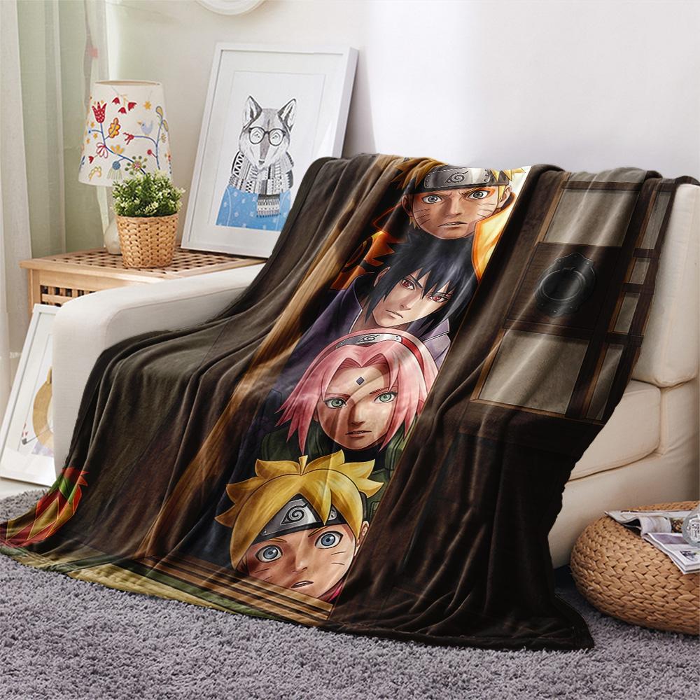 1PC Naruto Fire Determination Patterned Flannel Blanket Suitable For All Seasons For Home Decor Warmth And Comfort Gifts Holiday Present