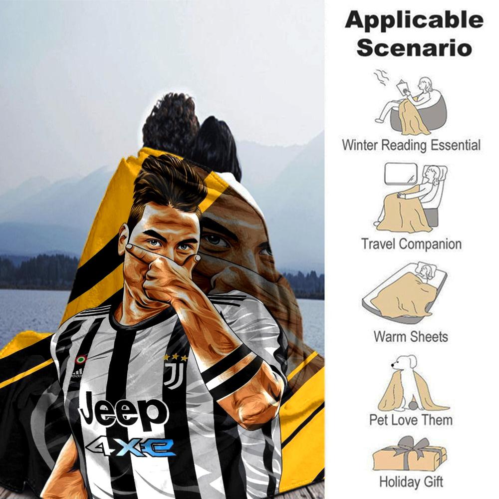 Juventus Soccer Player Art Portrait Print Flannel Blanket Soft Warm Throw Blanket Football Fan Sofa Bed Home Decor