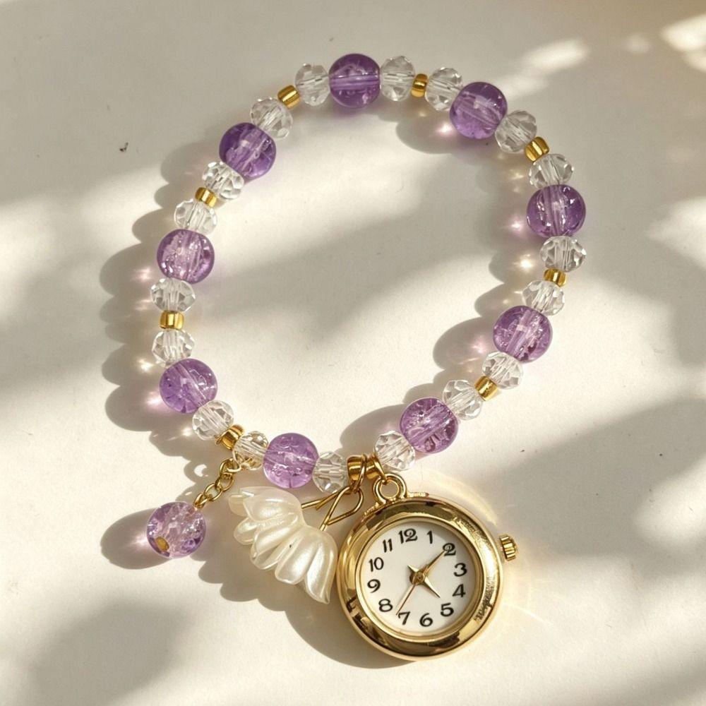 Handmade Bracelet Watch with Flower Pendant Quartz Watch New Chain Watch  for Women Girls