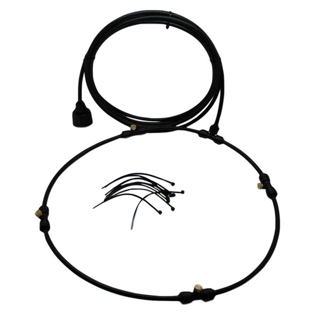 Outdoor Fan Mister Cooling System Summer Misting Kit Brass Nozzle Black with 20in Spray Ring