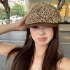 Retro Street Leopard Print Forward Hat Female Spring and Autumn Spice Girl Style Shows Face Small Beret Personality Big Head Circumference Hat