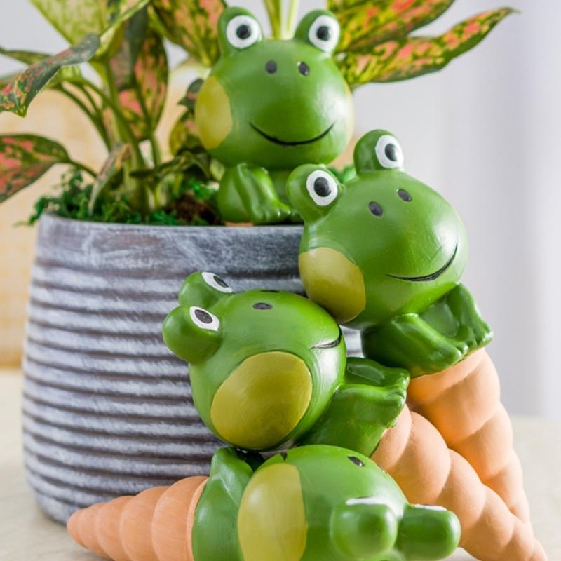 4pcs Frog Watering Globes Self Watering System Spikes Automatic Waterer Irrigation Drippers for Pots Plant Reservoir