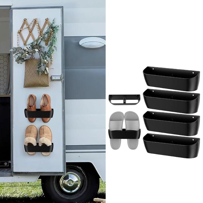 Multi Layer Vertical Shoe Rack Wall Mounted Shelf Includes Hardware Adhesive Durable PP Materials For Small Spaces