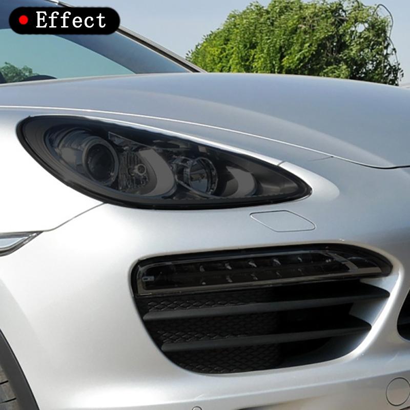 2 Pcs Car Headlight Tailight Protective Film Transparent Black TPU Sticker For Porsche Cayenne Macan Taycan 2011 To