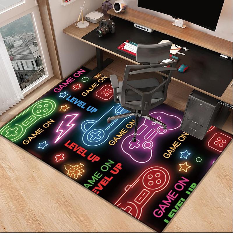 Neon Game Over Kunst Büro Teppich Stuhlunterlage, Spielteppich, Geeignet für Eingangsbereich, Schlafzimmer, Wohnzimmer, Schreibtisch, Weihnachtsgeschenk