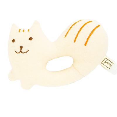 Y-1299 Pompkins BABY 100% Cotton [Chipmunk Series] Rattle, Made In Japan (Natural)