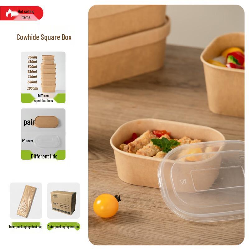 Disposable Kraft Paper Takeaway Box with Lid