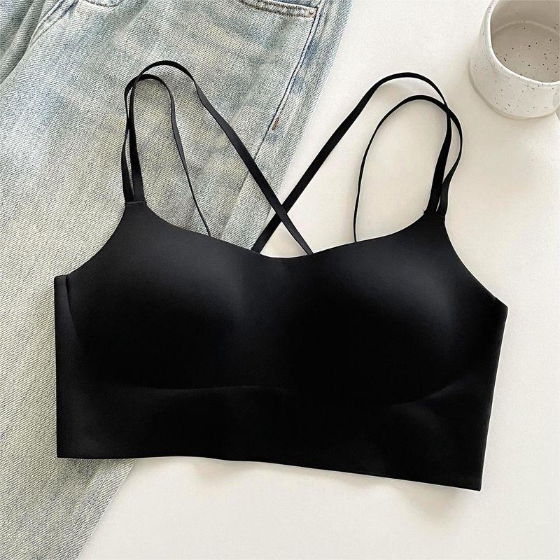 Japanese Summer Thin - Style Sports Backless Bra for Women, Push - Up, Anti - Peek, One - Piece Fixed Cup, Tank Top Style Underwear