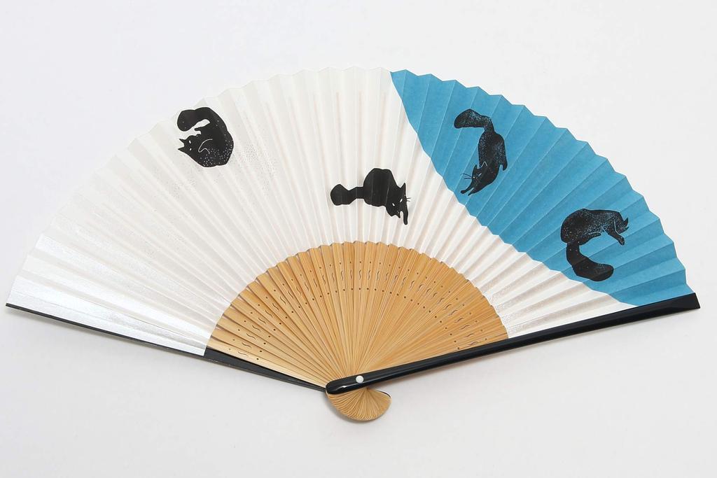 Folding Fan with Fan Gift Box Made In Japan [Hasegawa] Women's Case, Included, (Black Cat)