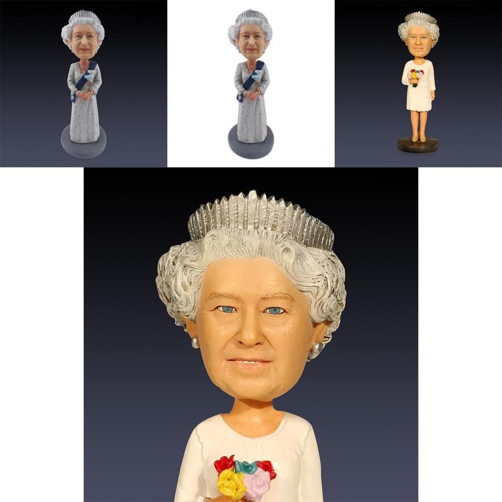 La Reine 70e Jubilé de Platine Statue Tête Bobble Matériau Résine Lourde Peinture Faite à la Main Décoration Maison Bureau