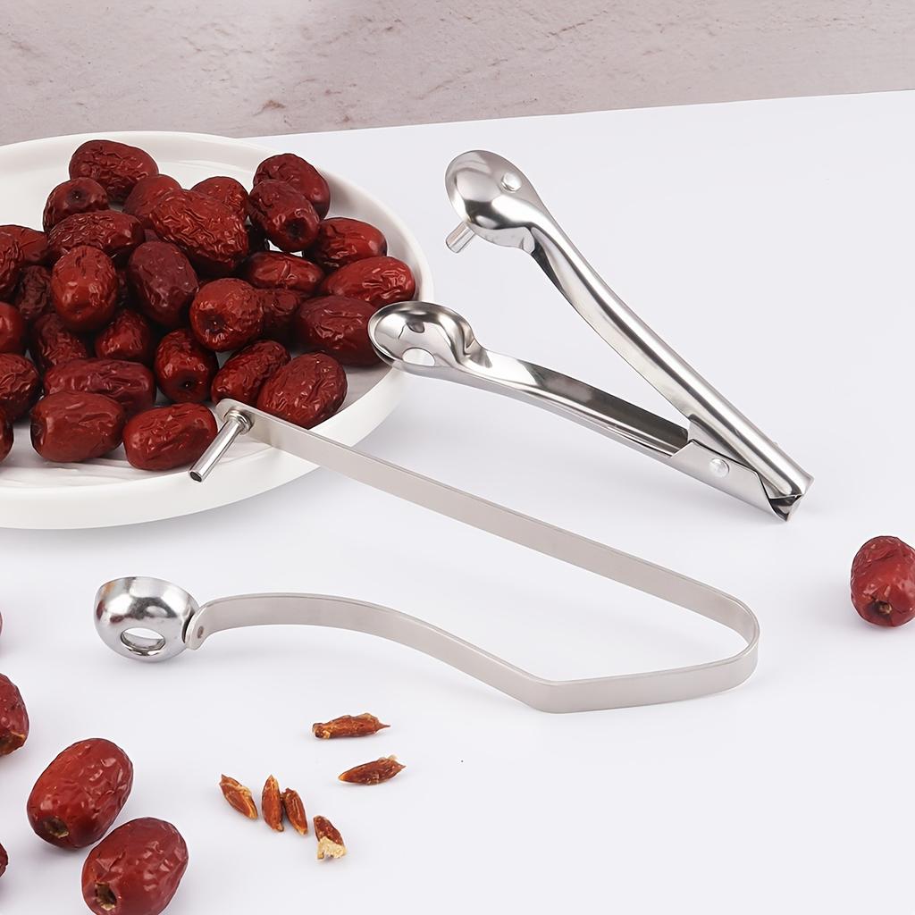 Dénoyautoir pour dattes rouges en acier inoxydable, Outil d'extraction de noyau de fruits pour cerises, aubépines, Outil de cuisine réutilisable pour dénoyauter