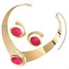 Exaggerated Necklace Earrings Set Oval Stone Pendant Jewelry Accessories  Anniversary Party