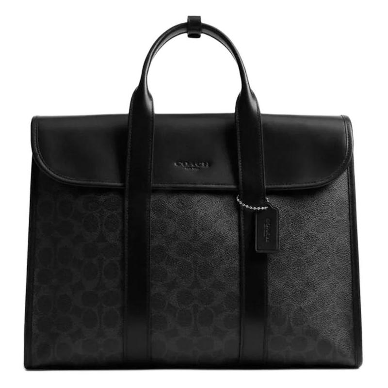 

COACH Gotham 38 presbyopia printed metal accessories, artificial leather and cow leather briefcase, large size, men s black чорний