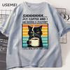 Funny Coffee Cat TShirt Summer Cotton Short Sleeve Cat Mama T Shirt Coffee Lover Tee Shirt Retro Cat T Shirt Unisexs Clothes