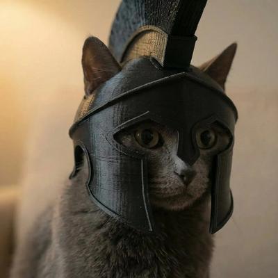 Kreative Katzen-Spartaner-Ornament-Sammlung COS Gepanzerte Odyssee Helm 3D-Druck Lustiges Haustier