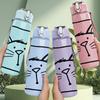 1PC Simple Line Art Cat Face Sketch Print 750ml Color Plastic Sports Water Bottle Leakproof Flip Straw Lid Suitable for Sports Office Home Use