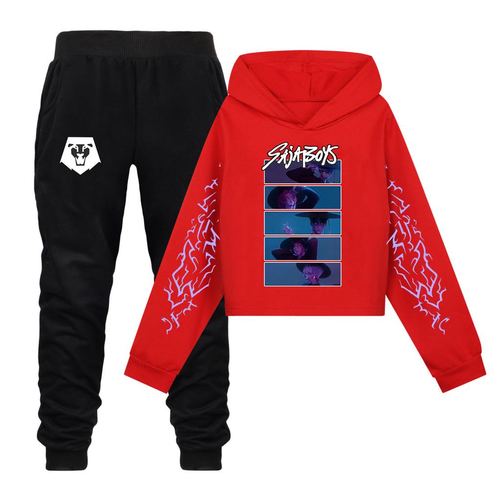 Plush Long Sleeved Pants Loose Pullover Hoodie Set For Children