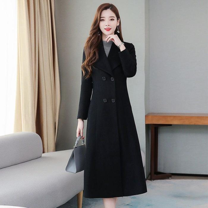 

Plus Size Wool Coat for Middle-Aged and Elderly: Versatile, Slimming, Long Trench Style. L