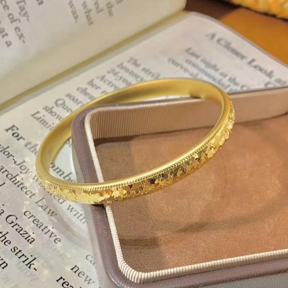 Fish Scale Pattern Ice Breaker Gold Bracelets Elegant Shiny Cuff Engagement Ceremony