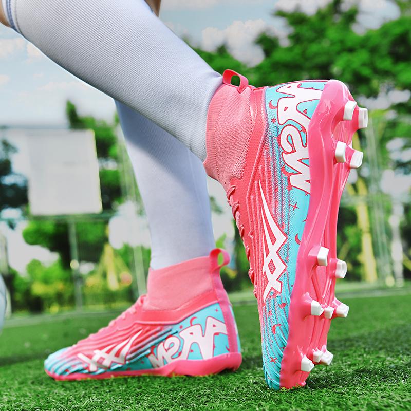 Unisex Football Boots High-top Rubber Tie High Elastic Socks Training Artificial Grassland Outdoor Sports Training Football Shoes
