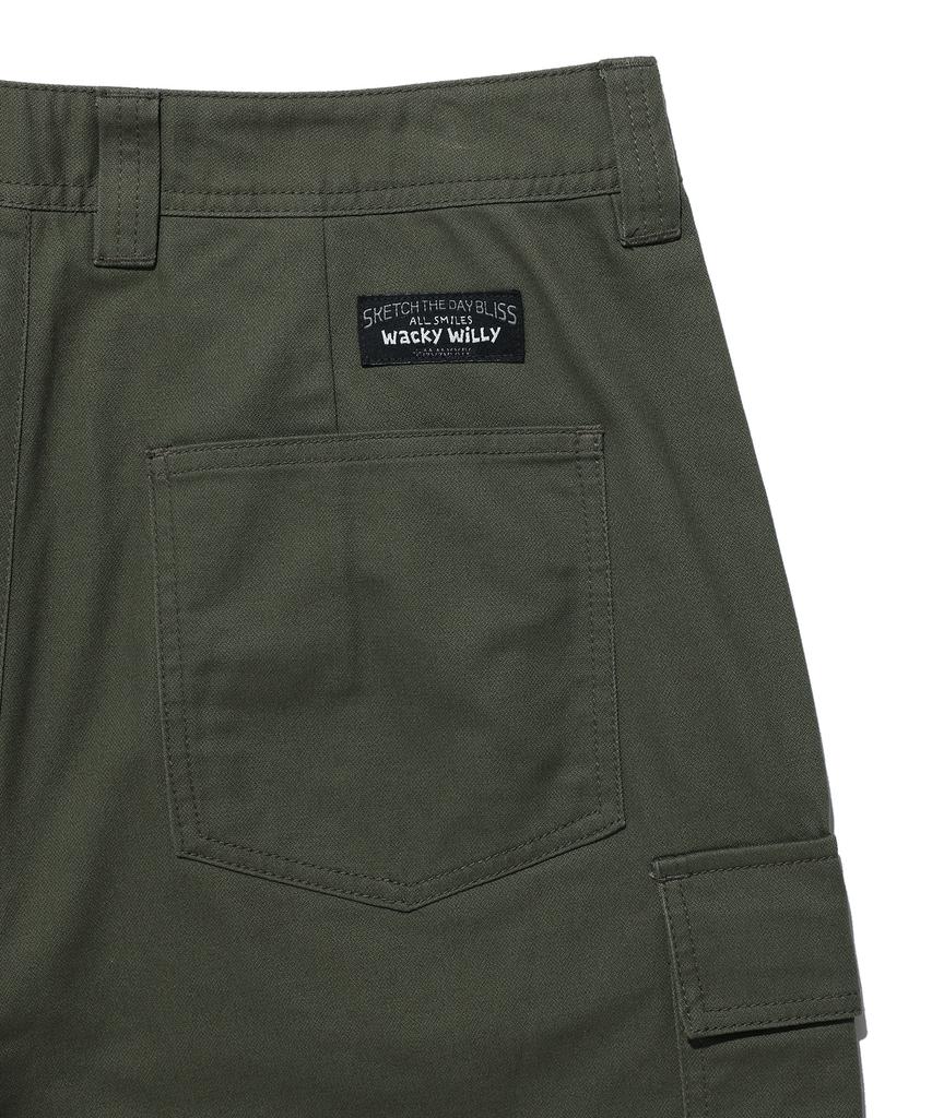 WACKY WILLY Balloon Fit Cotton Cargo Pants Olive Green