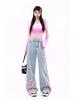 Women's Blue Baggy Butterfly Jeans Vintage Cowboy Pants Harajuku Denim Trousers Aesthetic Y2k Oversize Trashy 2000s Clothes 2026