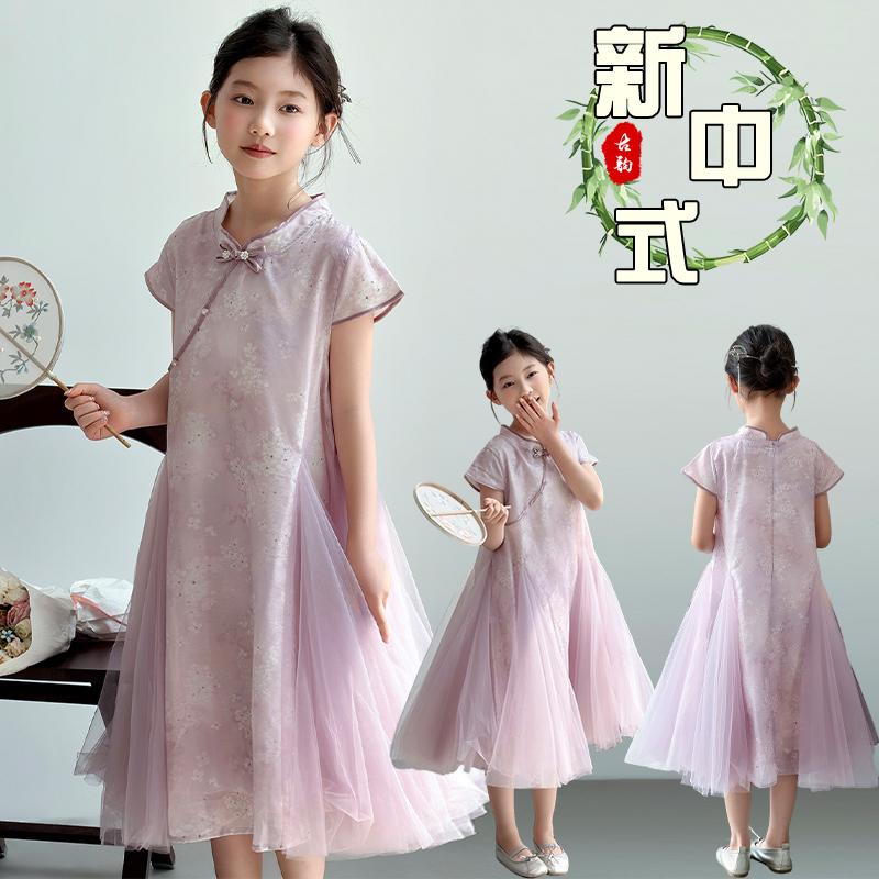 Girls' dress, summer new style, girls' new Chinese style dress, big children's national style cheongsam dress, summer dress, Hanfu dress