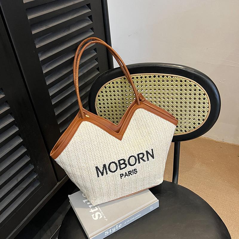 Woven Tote Bag For Women With Zipper Closure And Internal Phone Pocket For Daily Casual Use