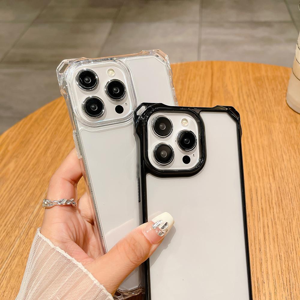 Transparent Acrylic Airbag Phone Cases For iPhone 16 Pro Max 17 Air 15 14 13 12 11 17 ProMax Anti Fall Bumper Glossy Hard Cover