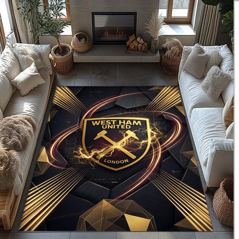 Tappeto in Velluto di Cristallo con Stampa del West Ham United Football, Comodo Assorbente d'Acqua Antiscivolo Tappeto per Pavimenti Interni