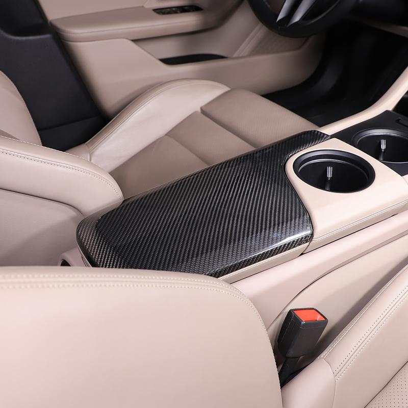 Real carbon fiber For Porsche Taycan 2019-2025 Car Center Console Armrest Box Protective Cover decorative Interior Accessories