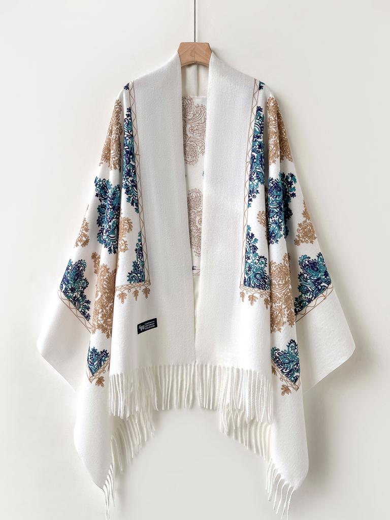 Winter Warm Cashmere Scarf For Women Embroidered Pashmina Blanket Thick Shawl Wrap Fashionable Neck Warmer Bufanda Echarpe