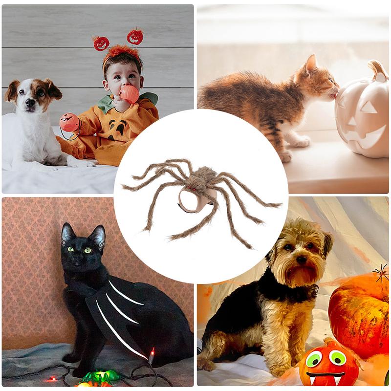 Dog Halloween Costumes Spider Furry Giant Simulation Spider Pets Outfits Adjustable Halloween Pet Costume For Dogs And Cat Dress