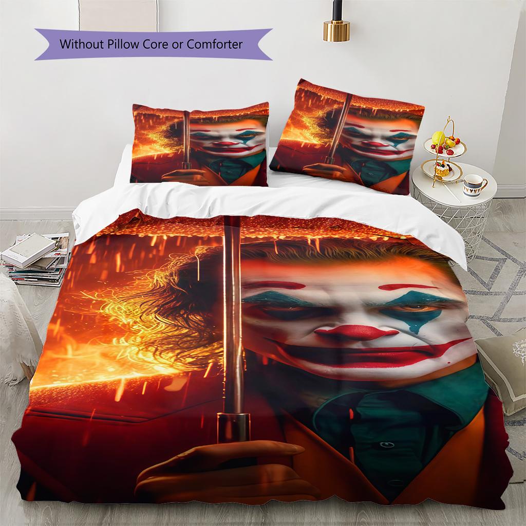 Set Copripiumino Trapuntato Joker Villano Copripiumino Federa Decorazione per la Casa Regalo di Compleanno (1 * copripiumino + 2 * federa, senza nucleo)