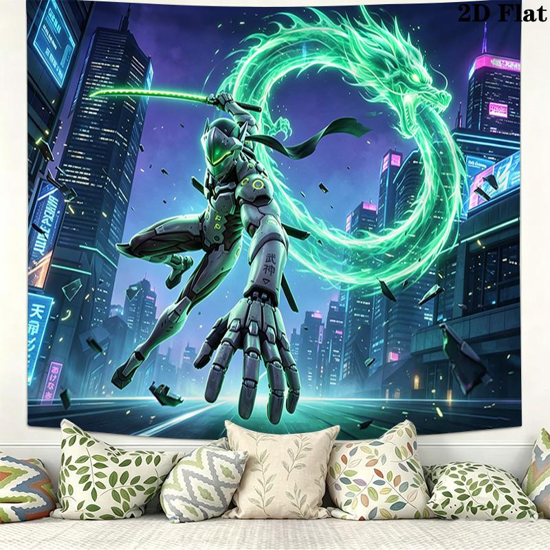 Overwatch Heroes Wall Tapestry Aesthetic Wall Hanging Printed Fabric Blanket Decorative Tapestries for Bedroom Living Room Home Decor