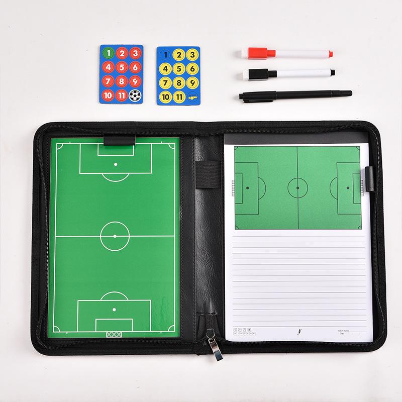 Portable Football Tactical Board with Magnetic Pieces and Zippered Bag for Coaches and Referees