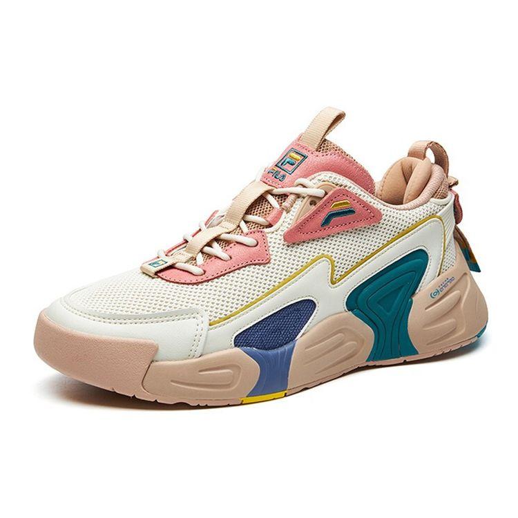 Fila Vortex Fabric Synthetic Leather Trendy Versatile Low-Top Retro Basketball Shoes Women Sneaker Milk-Tea F12W111234FGR