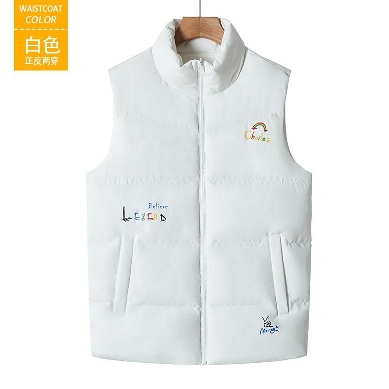

Double-sided cotton vest, warm in autumn and winter, stand-up collar, large size thickened vest. M білий