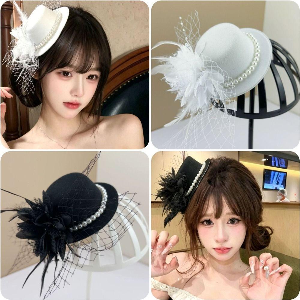 Exquisiter Vintage Fascinator Hut Elegante Braut Kopfschmuck Maskenball Kopfschmuck Bühnenauftritt