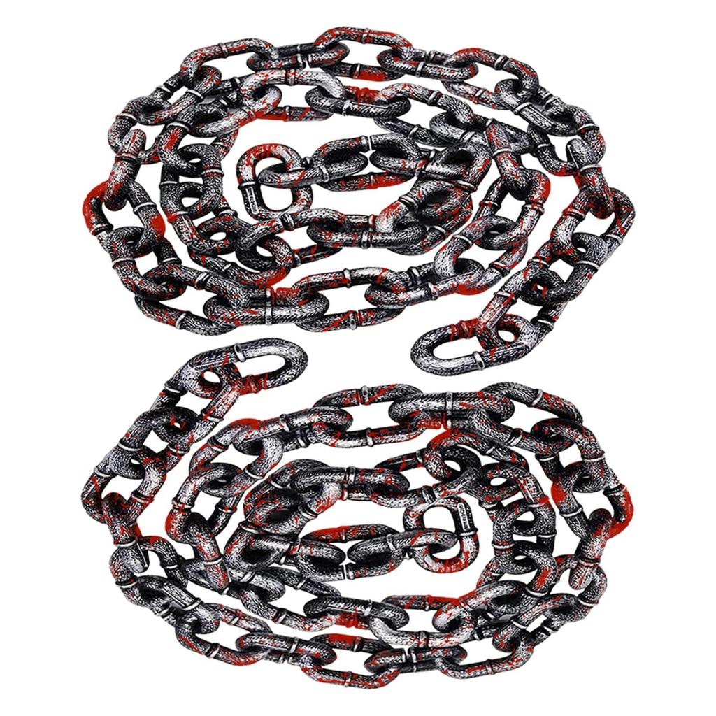 1.8m Bloody Halloween Plastic Chain Fake Chain Costume Prop Creepy Scary Haunted House Decor Horrored Themed Party Decoration
