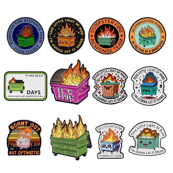 Dumpster Flame Pin Humorous Dumpster Flame Response Team Alloy Pin Hilarious Enamel Badge for Coworkers Team Leader