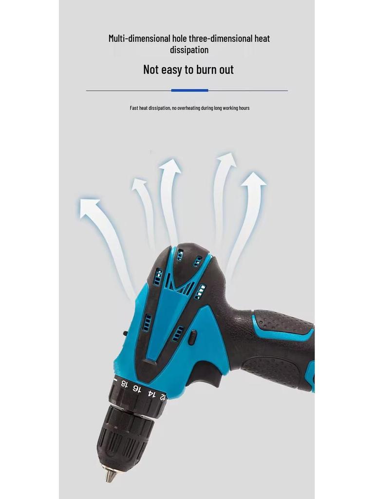 High-Power Brushless Electric Hand Drill Set with Lithium Battery