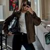 VAYLA Bomber Jackets for Women Outerwears Suede Jacket Women Streetwear Holiday Women Coats Zipper