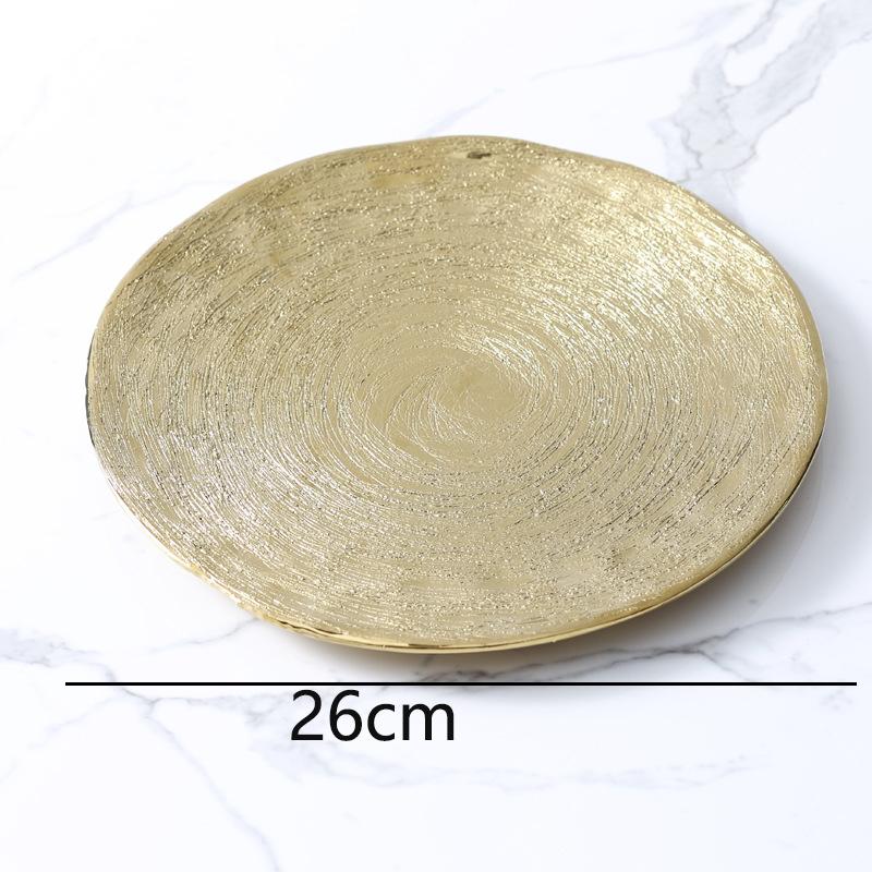 Gold Ceramic Western Steak Plate Fruit Salad Bowl Breakfast Sushi Spaghetti Cake Plate Household Irregular Plating Tableware New