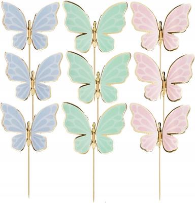 Toppers Picks Decoration For Cake Muffins Butterflies Birthday Spring 9pcs.