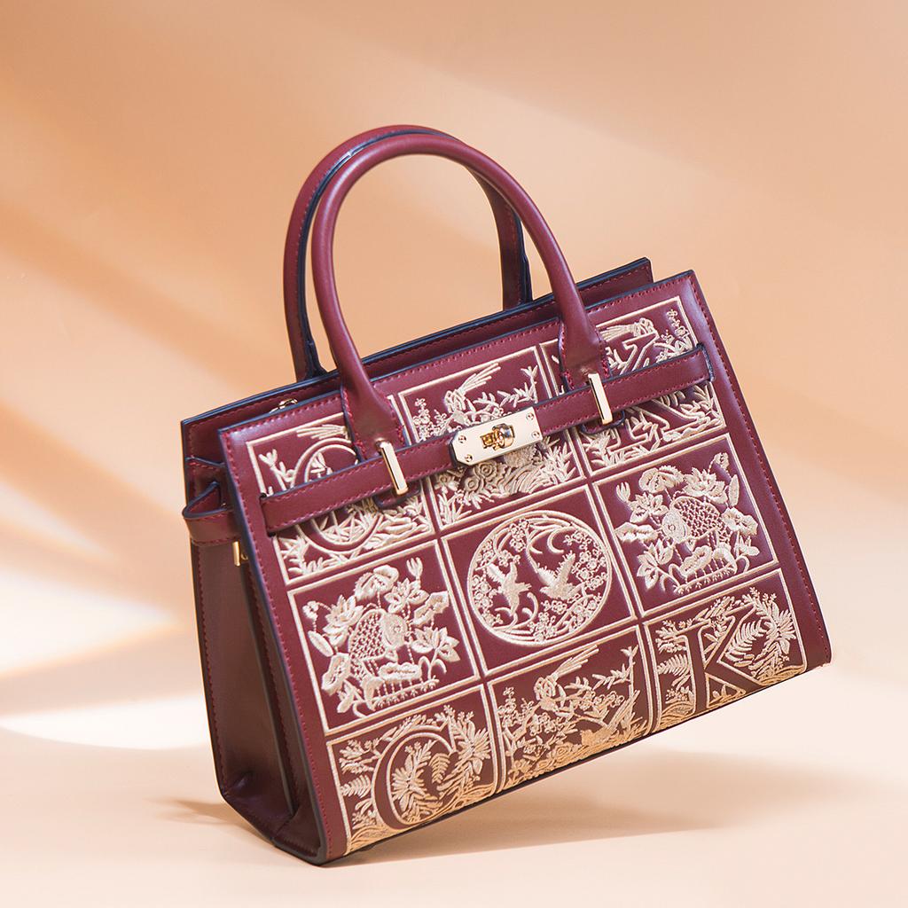 Bolsa de Mão Bordada Feminina Noiva Bolsa de Casamento Atmosférica Grande Capacidade Bordado Para Presente de Aniversário da Mãe