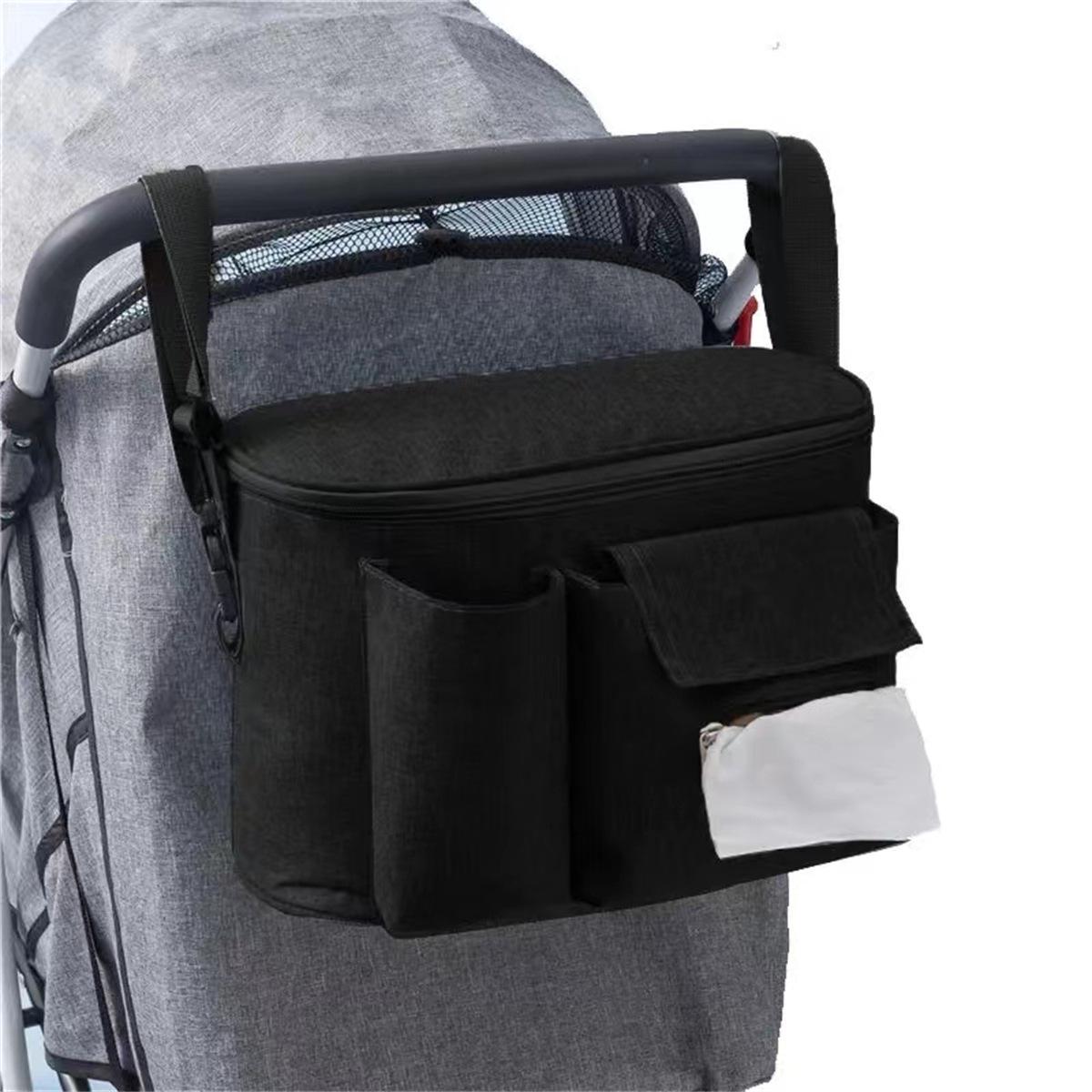 Multifunktionale Wickeltasche für Kinderwagen mit großer Kapazität - Modischer Crossbody- oder Einzel-Schulter-Stil für Mütter One Size schwarz