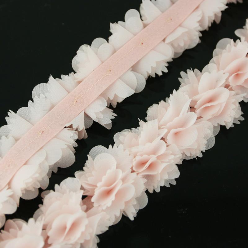 (1 meter) Chiffon lace fabric Webbing Decoration flower gift ribbons crafts Non-woven fabrics base laces