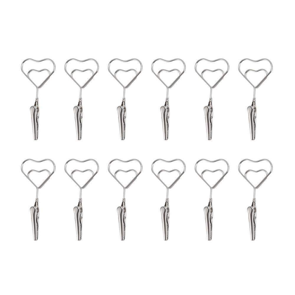 12Pcs Multi Shape Double Headed Memo Clip 70mm Silver Note Clips Metal Multifunctional Wire Picture Clip Hanging Photo