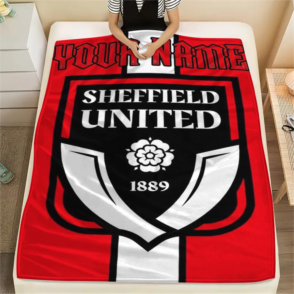 1PC Custom Name Sheffield United FC Patterned Flannel Blanket Suitable For All Seasons for Home Decor Warmth and Comfort Gifts Holiday Present